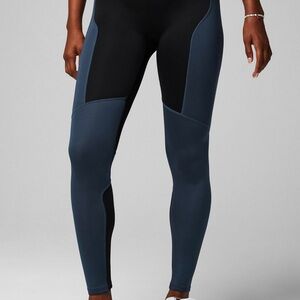 Fabletics Black and Blue Leggings Sleek Athletic Fit